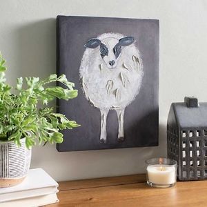 KIRKLANDS GREY & WHITE SHEEP CANVAS ART